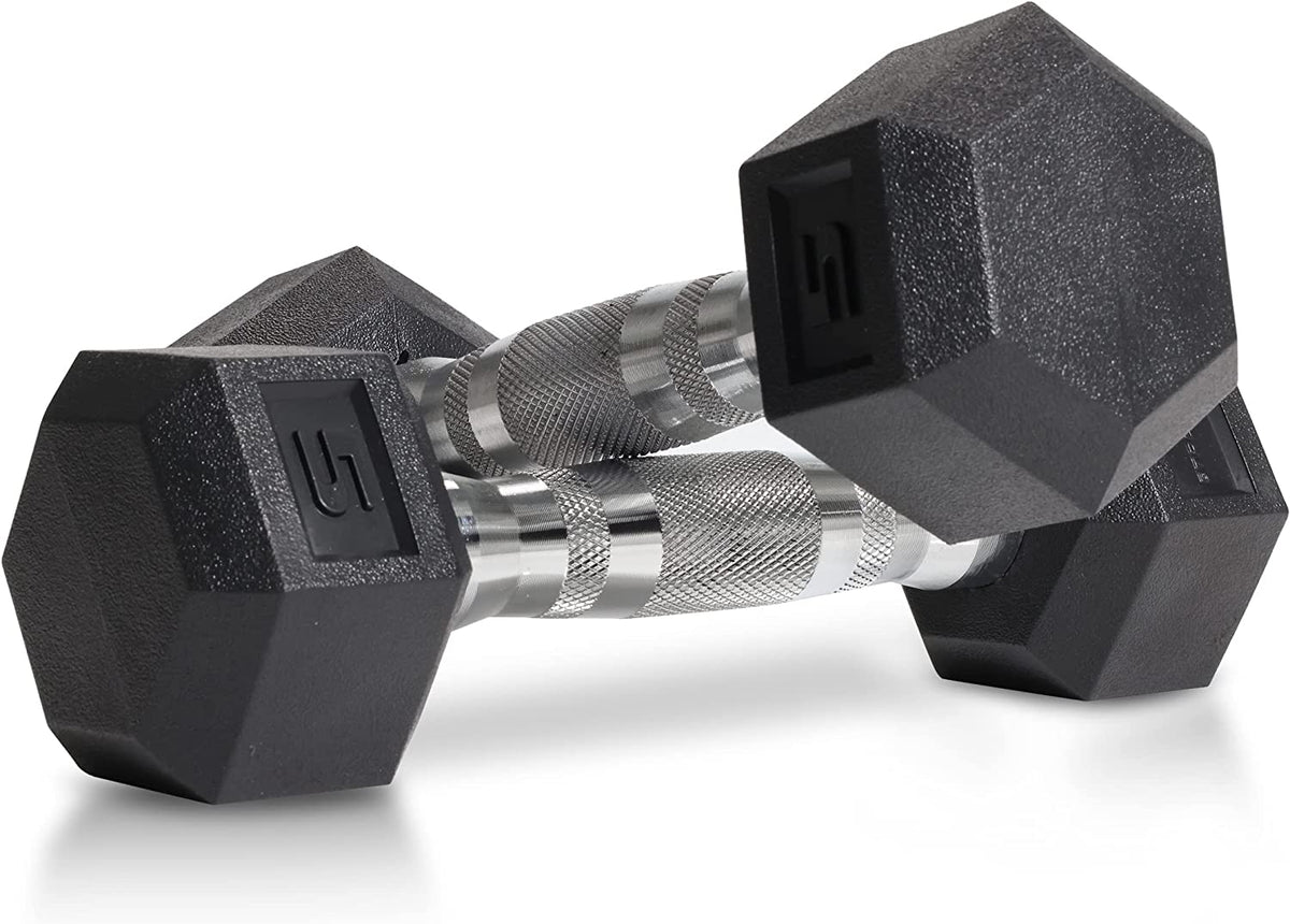 PowerPulse 10lb Rubber Dumbbells 